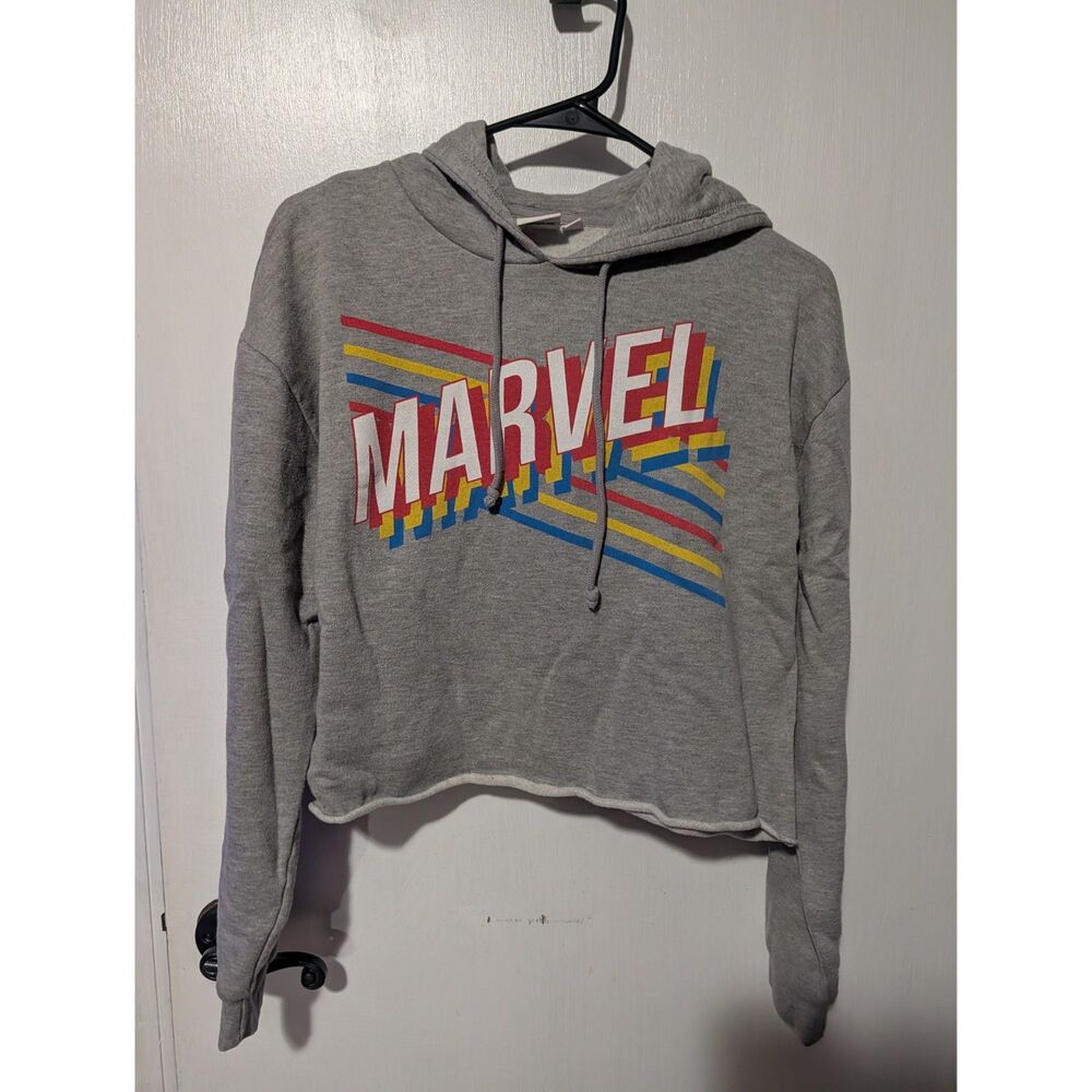 Gray Marvel Cropped Hoodie